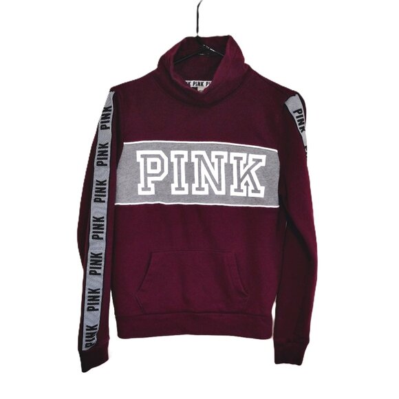 Victoria's Secret Tops - Victorias Secret PINK Sweatshirt Womens Extra Small Maroon High Neck Long Sleeve